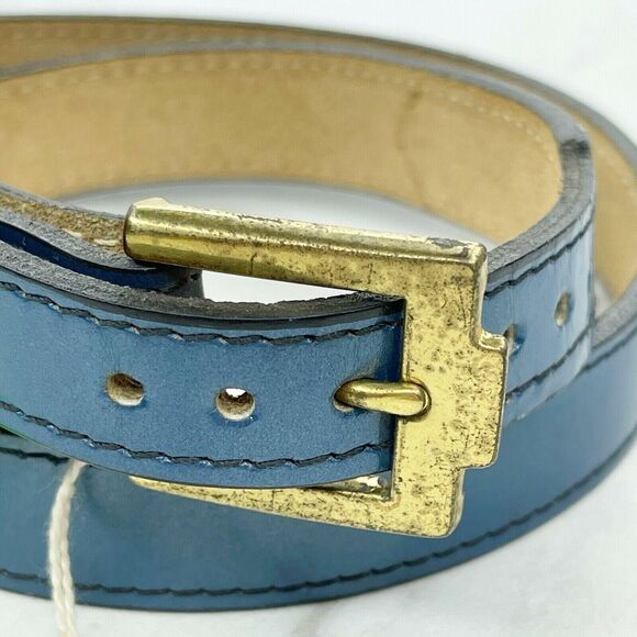 Justin Boots Blue Vintage Top Grain Cowhide Leather Belt Size 26 Made in USA - Picture 7 of 7
